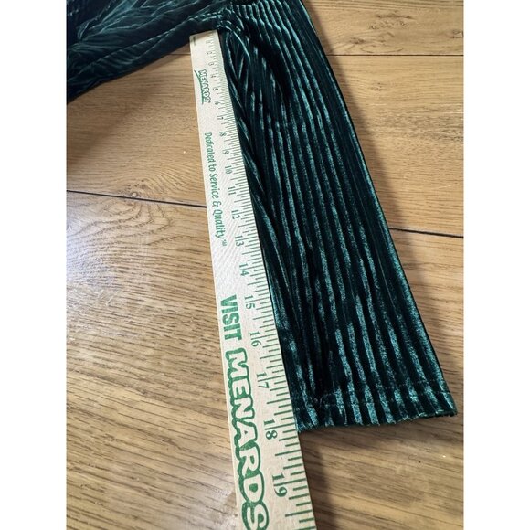 Baltic Born Emerald Green Striped Velvet Velour Wrap Dress Women Size Small - Picture 8 of 11
